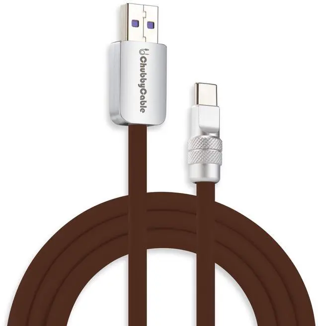 Main image of chubbycable Chubby 2.0 Fast Charging Cable Durable Soft Silicone USB C Cable 120W Extra Thick Phone Charger Cord Data Transfer Cord, Chocolate, USB-A to Type-C, 19.6 FT