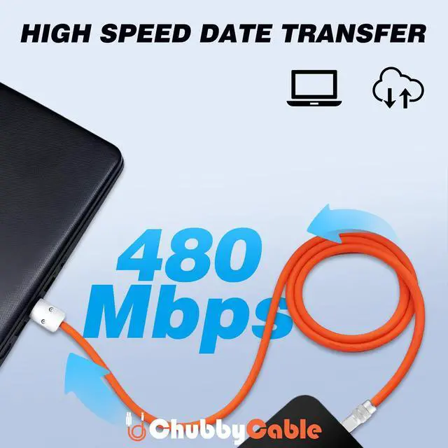 Alt view image 5 of 5 - chubbycable Chubby 2.0 Fast Charging Cable Durable Soft Silicone USB C Cable 120W Extra Thick Phone Charger Cord Data Transfer Cord, Chocolate, USB-A to Type-C, 19.6 FT