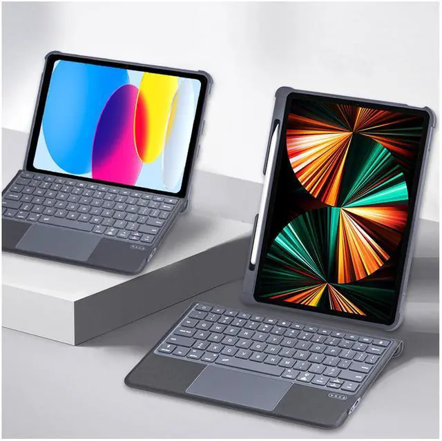 Alt view image 5 of 5 - QUARK for iPad 9th Generation Case with Keyboard, Multi-Touch Trackpad, 7-Color Backlight, Detachable Magnetic Keyboard with Pencil Holder for iPad 9th/8th/7th Gen 10.2-inch, Black Grey