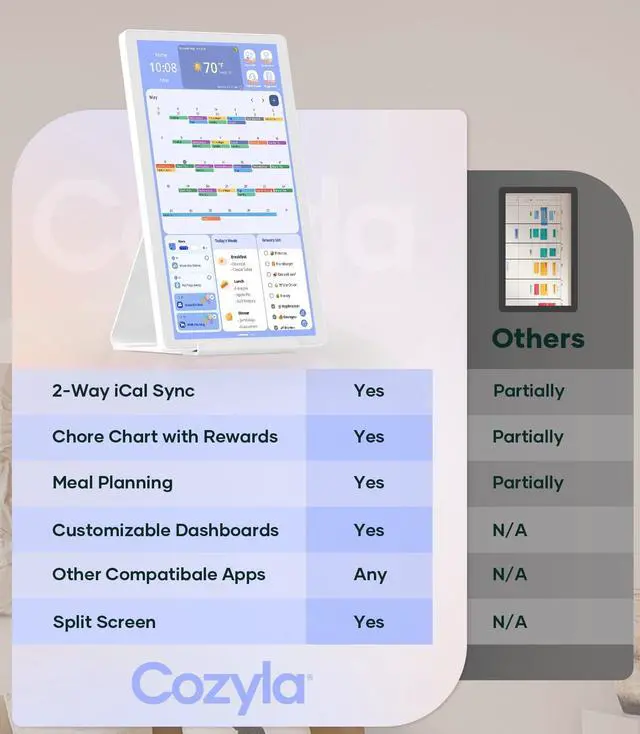 Alt view image 2 of 5 - Cozyla 15.6'' Digital Calendar Wall Touch Screen Support Any Android Tablet Google Play Apps To Do List Notepad Chore Chart for Kids Meal Planner Wall Mount Smart Electronic Calendar for Family White