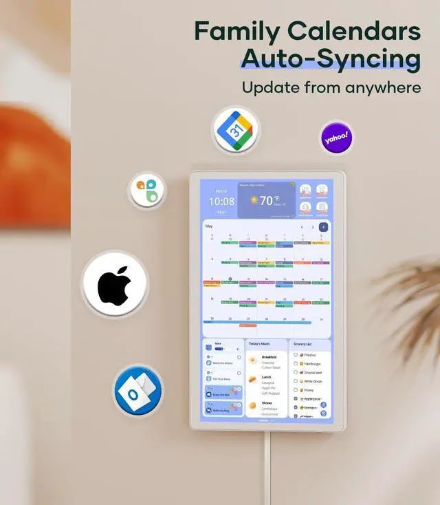Alt view image 3 of 5 - Cozyla 15.6'' Digital Calendar Wall Touch Screen Support Any Android Tablet Google Play Apps To Do List Notepad Chore Chart for Kids Meal Planner Wall Mount Smart Electronic Calendar for Family White
