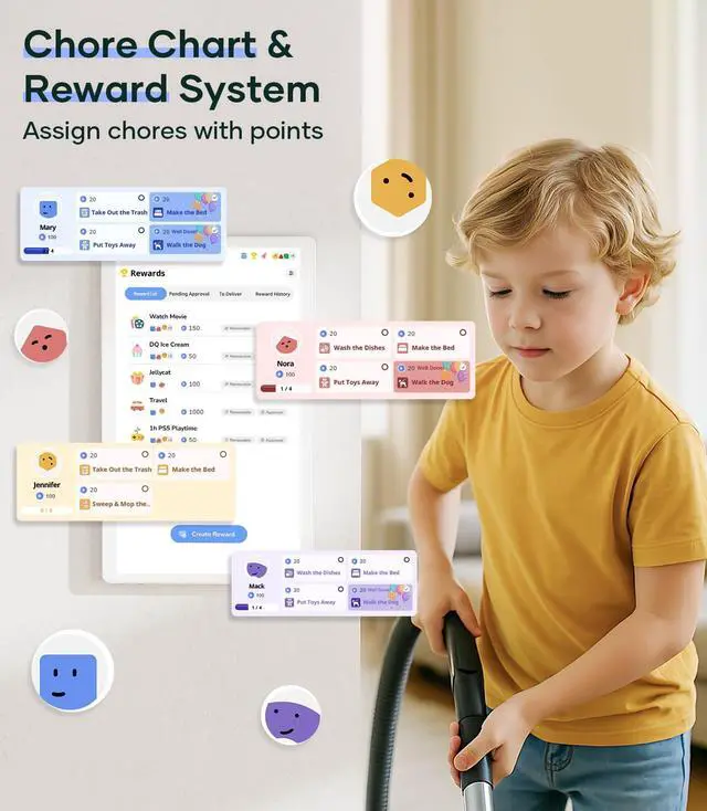 Alt view image 4 of 5 - Cozyla 15.6'' Digital Calendar Wall Touch Screen Support Any Android Tablet Google Play Apps To Do List Notepad Chore Chart for Kids Meal Planner Wall Mount Smart Electronic Calendar for Family White