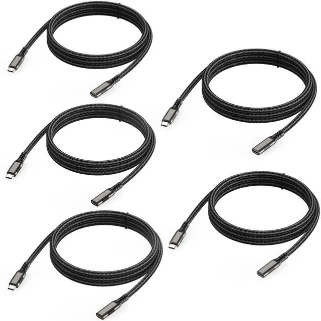 Main image of USB C Extension Cable, 5-Pack 6.6ft, Type-C Extender Male to Female Cord 100W/5A Fast Charging 4K@60Hz Video, [USBC 3.2 Gen2/10Gbps] for Carplay, MacBook,iPad,Laptop,Tablet,Phone,USB C Hub,Switch