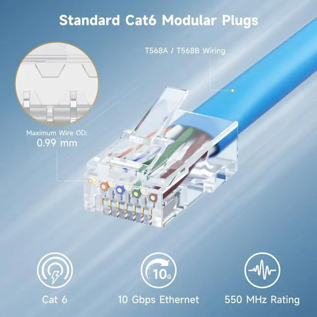 Alt view image 2 of 5 - Cable Matters 200-Pack CAT6 RJ45 Modular Plugs (RJ45 Connector, Cat 6 Ends, Cat 6 Ethernet Connector, Ethernet Plugs), for Solid or Stranded UTP Cable