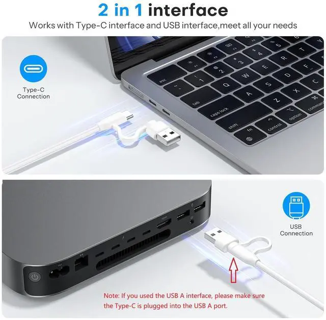 Alt view image 2 of 5 - OMOTON Wired Keyboard Compatible with Mac, Dual Interface (USB and Type-C) Compatible with MacBook Pro/Air, iMac, Mac mini/Pro Laptop, Full-Size Keyboard with Numeric Keypad, Silver