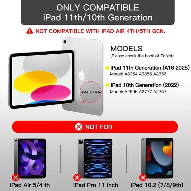 Alt view image 2 of 5 - NOKBABO for iPad 11th 10th Generation Case with Keyboard, Magnetic Wireless Detachable Folio case with Pencil Holder, Keyboard for iPad 11th(A16,2025) & ipad 10th Generation(2022) - Black