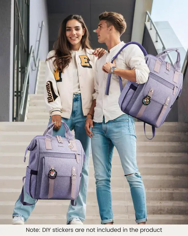 Alt view image 2 of 5 - LOVEVOOK Extra Large Backpack for Women, 18 Inch Travel Laptop Backpack with USB Charging Port, Teacher Doctor Nurse Work Bags, College Computer Backpack Purse, Wide Open Carry On Travel Bag, Purple