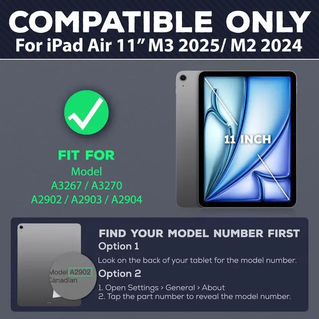 Alt view image 2 of 5 - KAIJIAbox Case for iPad Air 11 (M3 2025 / M2 2024), Full Protective Auto Sleep/Wake Strong Magnetic Cover with 5 Standing Angles, Pencil Holder for iPad Air 6th/7th Generation, Blue