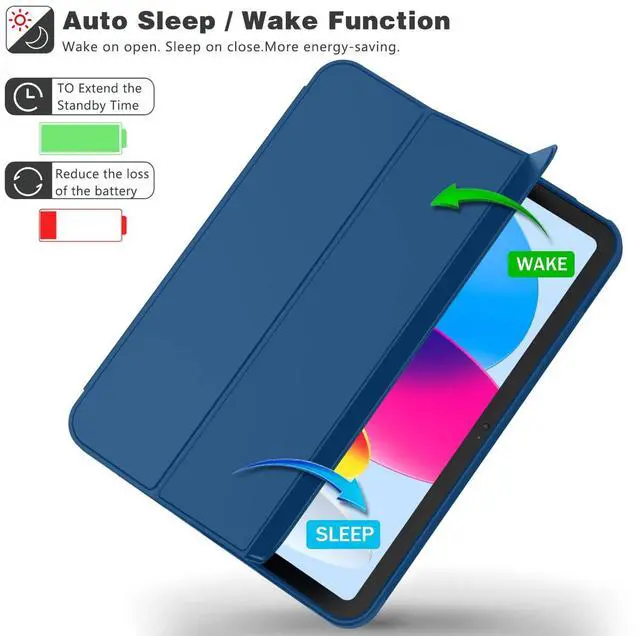 Alt view image 4 of 5 - iMieet iPad (A16) Case 11th Gen/iPad 10th Generation Case [11-Inch 2025/10.9 Inch 2022] with Pencil Holder, Trifold Stand Smart Cover with Soft TPU Back,Auto Wake/Sleep(Navy Blue)