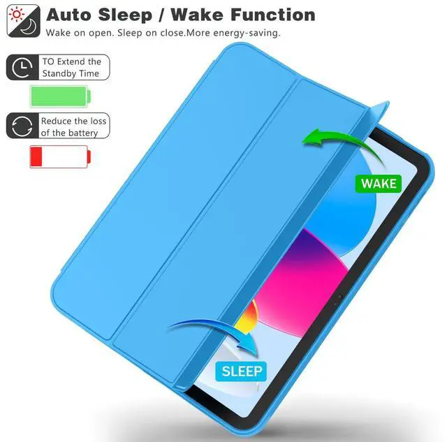 Alt view image 3 of 5 - iMieet iPad (A16) Case 11th Gen/iPad 10th Generation Case [11-Inch 2025/10.9 Inch 2022] with Pencil Holder, Trifold Stand Smart Cover with Soft TPU Back,Auto Wake/Sleep(Ocean Blue)