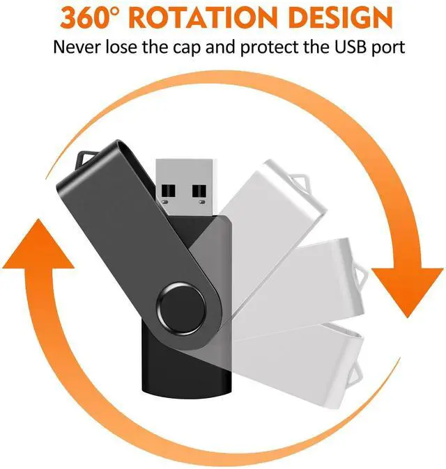 Alt view image 3 of 5 - 32GB USB Flash Drive, AreTop 10 Pack USB 2.0 Thumb Drives Memory Stick Swivel Jump Drive for Storage and Backup (10 Pack 32GB, Black)