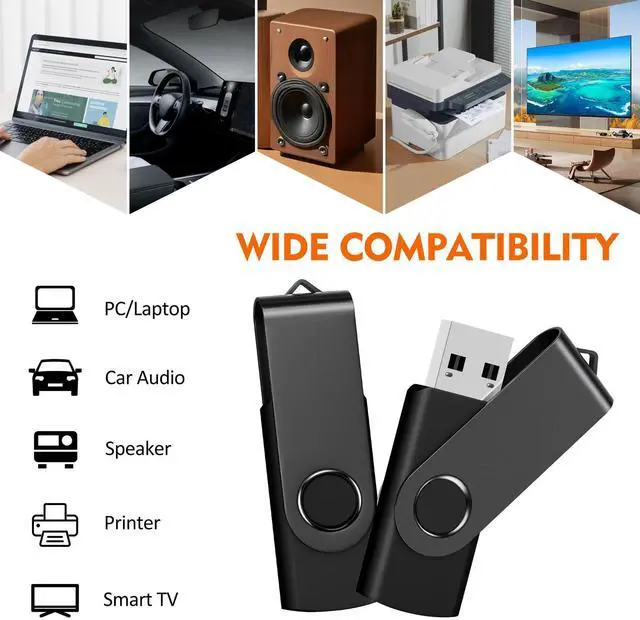 Alt view image 5 of 5 - 32GB USB Flash Drive, AreTop 10 Pack USB 2.0 Thumb Drives Memory Stick Swivel Jump Drive for Storage and Backup (10 Pack 32GB, Black)