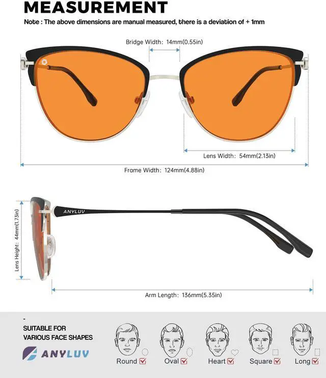 Alt view image 5 of 5 - ANYLUV Blue-Light Blocking-Glasses Blue-Light-Glasses Women: Womens Bluelight Glasses Computer Screen Blocker Eyes Protection