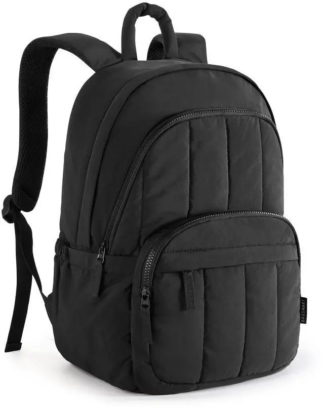 Main image of BAGSMAT Womens Backpack Travel Laptop Backpack for Women, Quilted College Laptop Bookbag, Work Back Pack for Women, Cute Computer Water-Resistant Casual Daypack, Puffer Black