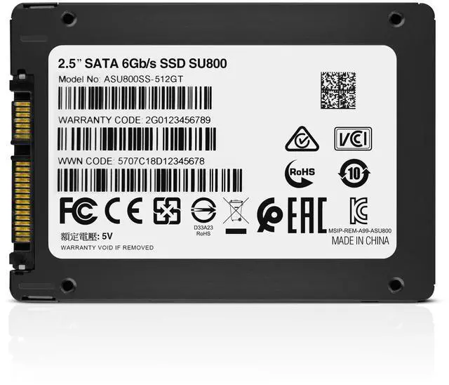 Alt view image 5 of 5 - ADATA SU800 512GB 3D-NAND 2.5 Inch SATA III High Speed Read & Write up to 560MB/s & 520MB/s Solid State Drive (ASU800SS-512GT-C)