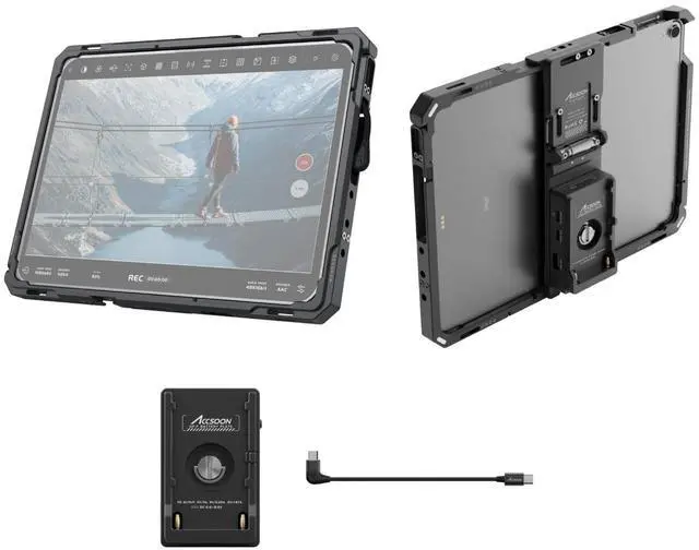 Main image of Accsoon PowerCage Pro II for iPad Pro 12.9inch Gen 3,4,5,6 with NP-F Battery Plate Adapter, 10mm Adjustable Protective iPad Power Case with 1/4'' Screw, Keep iPad Charged to Monitoring