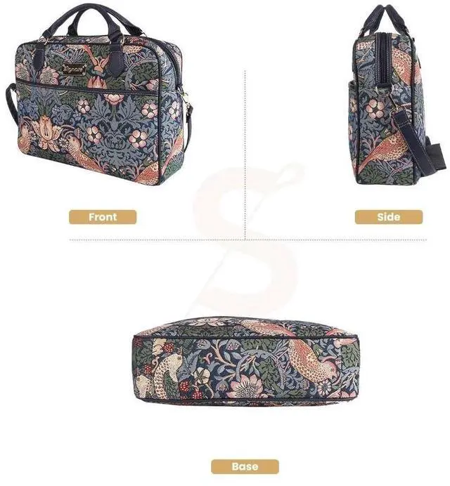 Alt view image 2 of 5 - Signare Tapestry Laptop bag Computer Messenger bag Briefcase for Women with William Morris Strawberry Thief Blue (CPU-STBL)