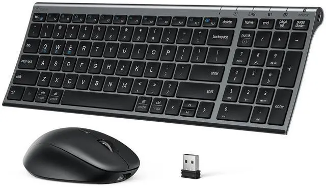 Main image of iClever DK05 Bluetooth Keyboard and Mouse Combo, Multi-Device Wireless Keyboard and Mouse (2.4GHz+Bluetooth), USB-C Rechargeable, Slim Compact Design, Comfortable Typing for PC/Laptop/Windows/Mac