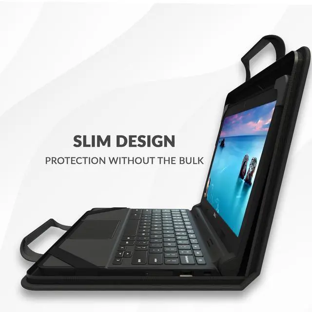 Alt view image 5 of 5 - 13-14 Inch Always-On Zip Lite Chromebook Case with Pouch and Shoulder Strap, Hard Protective Laptop Case for Students & Business