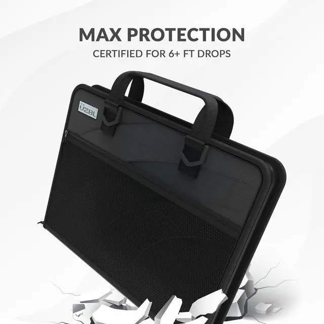 Alt view image 4 of 5 - 13-14 Inch Always-On Zip Lite Chromebook Case with Pouch and Shoulder Strap, Hard Protective Laptop Case for Students & Business