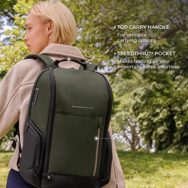 Alt view image 5 of 5 - Briggs & Riley Medium Widemouth Backpack - Carry On Travel Backpack for Women & Men, Personal Item Bag, Self-Repairing Zippers, Padded Straps, Fits up to 15.6" Laptop - HTA Collection, Black