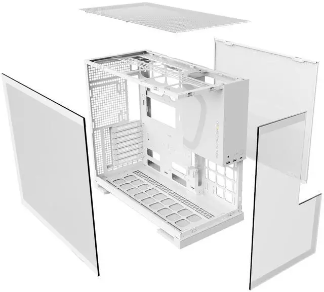 Alt view image 5 of 5 - Geometric Future M5 Tempered Glass Mid Tower, E-ATX/ATX Gaming Case, 1.2mm Steel, Type C, Toolless Panels, Support 420/360 Radiator, ARGB PWM 140m Fan x 5 Pre-Installed, White, GEO-M5F-W
