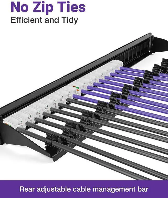 Alt view image 2 of 5 - VCE Patch Panel 24 Port with 25-Pack Cat6 Black RJ45 Keystone Coupler, 1U Blank Rackmount Panel, 19 inch, 1 Pack