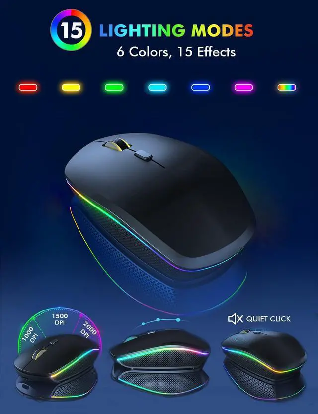 Alt view image 5 of 5 - Wireless Keyboard and Mouse Combo - RGB Backlit, Rechargeable & Light Up Letters, Full-Size, Ergonomic Tilt Angle, Sleep Mode, 2.4GHz Quiet Keyboard Mouse for Mac, Windows, Laptop, PC