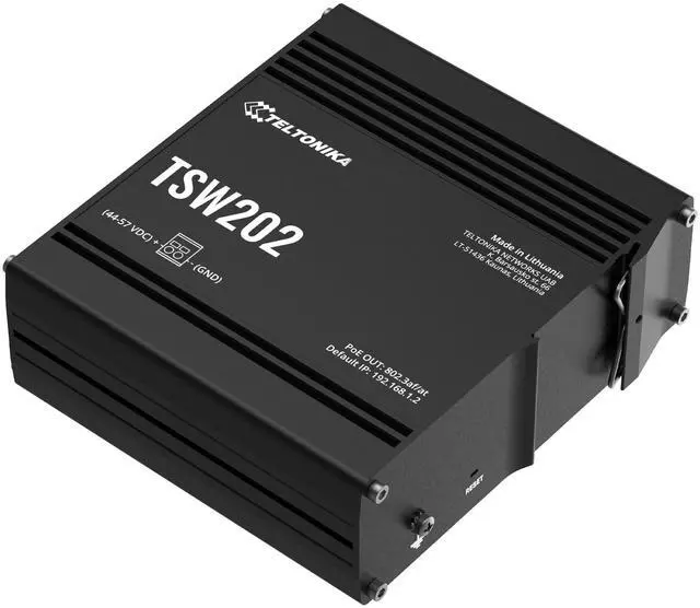 Alt view image 3 of 5 - Teltonika TSW202 Managed PoE+ Switch, 8 x Gigabit Ethernet, 2 x SFP, Profinet Certified, Integrated DIN Rail Bracket, Durable Design