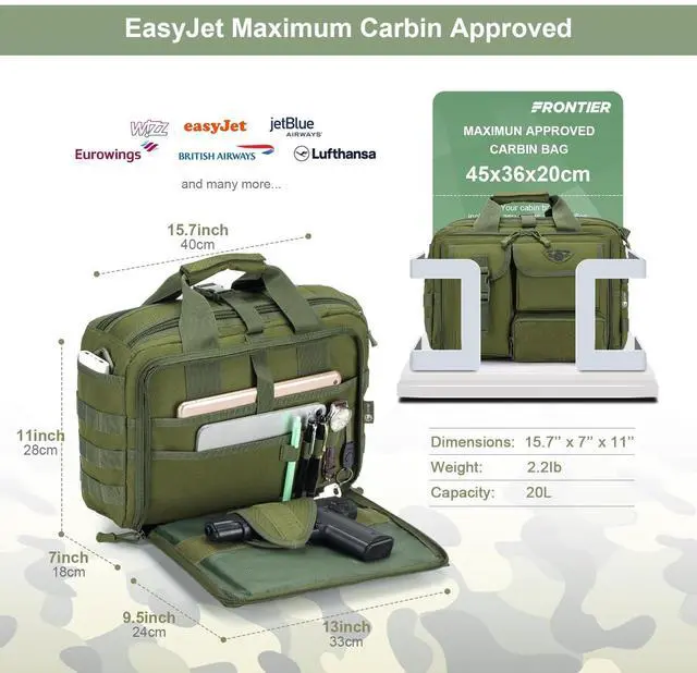 Alt view image 3 of 5 - Stypos Tactical Messenger Bag, 14 Inch Tactical Briefcase for Man Military Laptop Bag Messenger Shoulder Bag, Includes a Flag(Green)