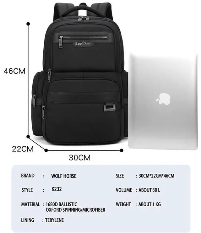 Alt view image 3 of 5 - SAIA TIAN Backpack Men's Multilayer Backpack Business Casual Bag Large Capacity Multifunctional Computer Bag,waterproof, fits 15.6inch notebook(Black)