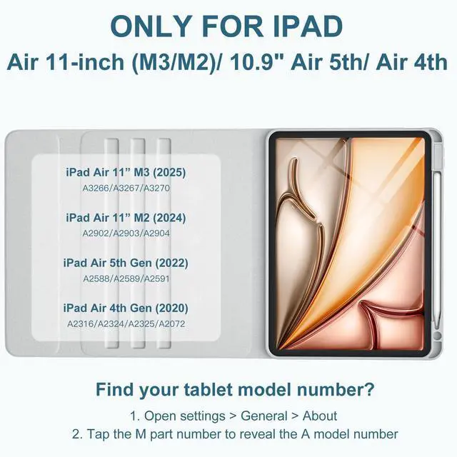 Alt view image 2 of 5 - Harvopu Compatible with iPad Air 11-inch/ 10.9" Air 5th 4th Generation Case with Keyboard - Backlit Detachable, Folio Cover with Pencil Holder for iPad Air 11 Inch M3/M2, Air 5/ Air 4 (Gray)