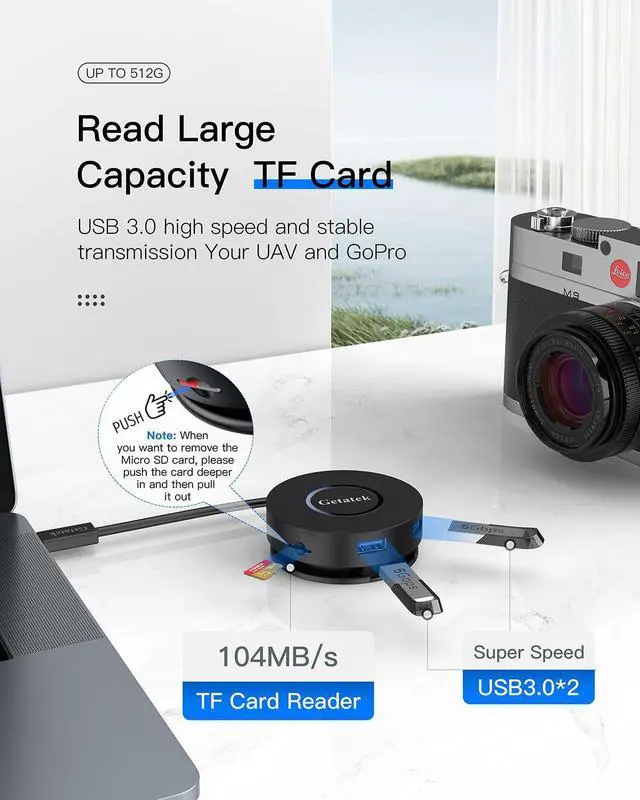 Alt view image 3 of 5 - Getatek USB C Hub, 7 Ports Type C Multiport Adapter with Dual 4K HDMI, 100W PD Charging, 2* USB 3.0 5Gbps Port,Gigabit Ethernet, TF Card Reader, for MacBook Air, MacBook Pro (USB C Dock Dual HDMI)