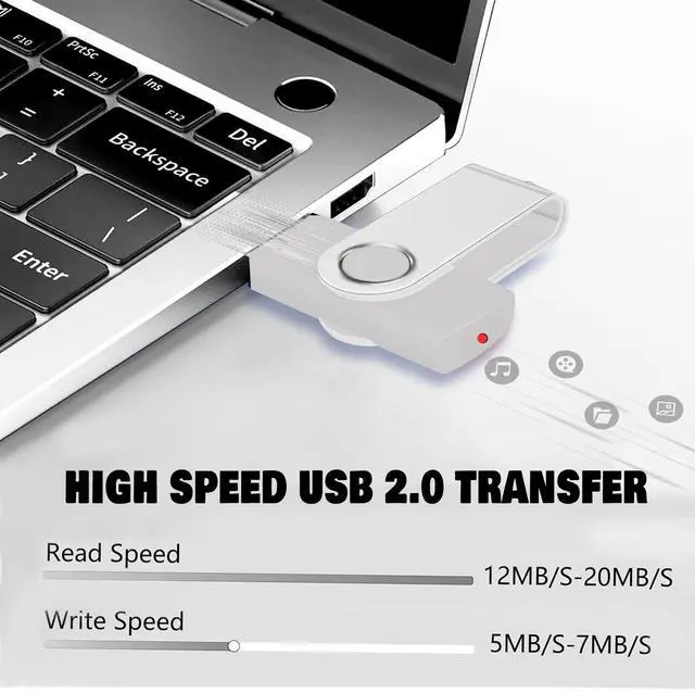 Alt view image 4 of 5 - USB Flash Drive 4GB 20 Pack FEWINA USB 2.0 Flash Drives Bulk 4 GB Thumb Drive Swivel Memory Stick Jump Drive Pen Drive for Storage and Backup White Color 20PCS 4GB