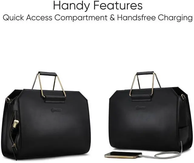 Alt view image 5 of 5 - RASHKI CHIQUE - 15.6" Laptop Tote Bag for Women | Professional Office Bag | Detachable & Adjustable Strap | Vegan Leather (Black)