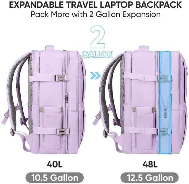 Alt view image 2 of 5 - BALEINE Travel Backpack for Women Men, Large Sturdy Carry On Laptop Backpack Gifts for Business, Casual, Weekender, Hiking (XL, Lavender)