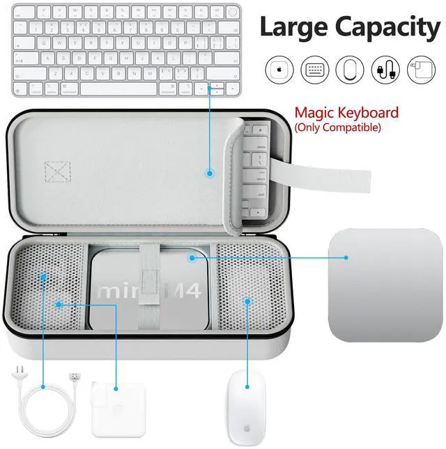 Alt view image 2 of 5 - Carry Case Compatible with Apple 2024 Mac Mini M4 /M4 Pro,M4 Pro Protective Carrying Case, Portable Hard Shell Travel Storage Bag (Grey)