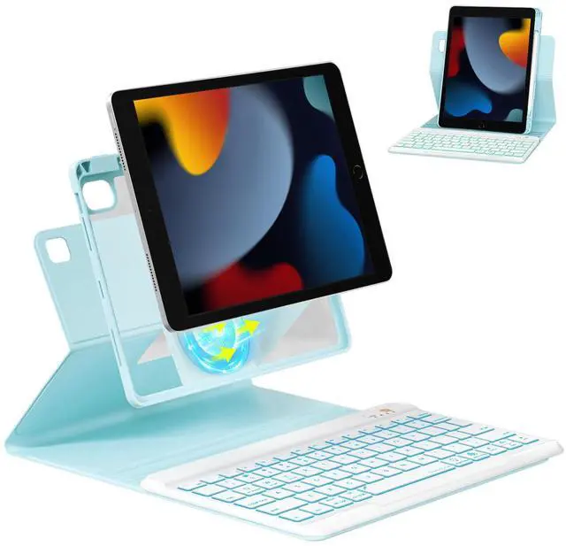 Main image of OPAKIT Magnetic Keyboard Case for iPad 9th/8th/7th Generation 10.2 inch, iPad Pro 10.5-inch Air 3rd Case with Pencil Holder, 7 Color Backlight BT Keyboard (2021/2020/2019/2017), Blue