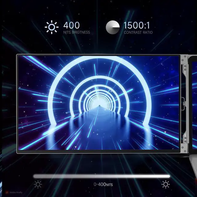 Alt view image 4 of 5 - Oiiwak 15 Inch Portable Triple Monitor for 13-16 Laptop, FHD 1080P Frameless Al Alloy Triple Screen Laptop Monitor Extender, Laptop Screen Extender for Mac/Windows, Powered by HDMI/USB