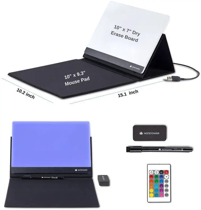 Alt view image 5 of 5 - Note Tower LED Mousepad Whiteboard | Dry Erase Acrylic Board for Desk | Light Up Color White Board | Write Notes & to-Do Lists, Gaming Performance Mouse Pad, for Office, Home, School (Electric)