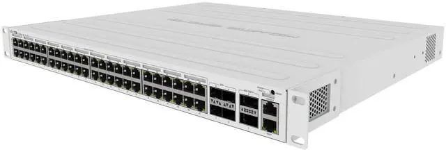 Main image of MikroTik CRS354-48P-4S+2Q+RM Switch has 48 x 1G RJ45 Ports and 4 x 10G SFP+ Ports. 2 x 40G QSFP+ Ports for Extremely Fast Fiber Connections or Linking with Other 40 Gbps Devices