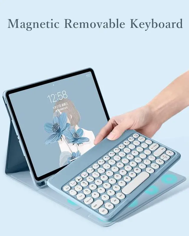 Alt view image 2 of 5 - YEEHi Keyboard Case Mouse for iPad 6th 5th Generation Air 2 Pro 9.7 Color Keyboard Round Key Cute Candy Colors Detachable Keyboard iPad 6 iPad 5 Cover (iPad5/6/Air2/Pro9.7, Black)