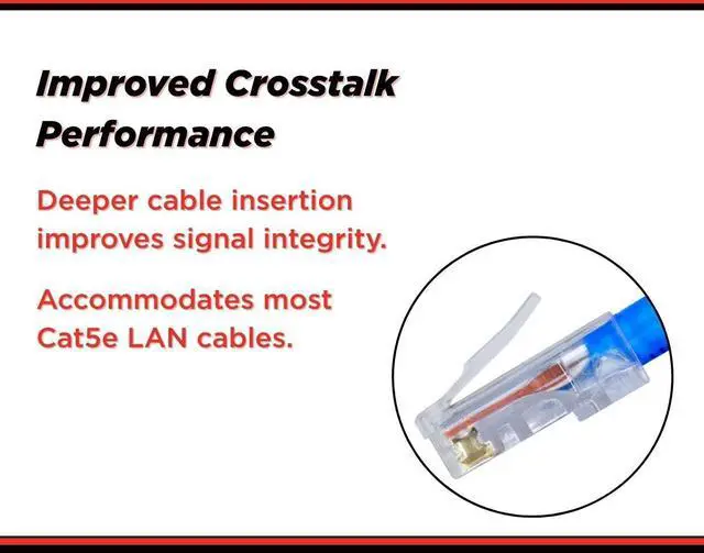 Alt view image 5 of 5 - Simply45 Standard WE/SS RJ45 Modular Plugs for 24AWG Cat5e Connector UTP Solid and 28-26 AWG Cat5e/6 UTP Stranded - Blue Tint, 3-Prong Pin Design - 100-Pieces - S45-1000