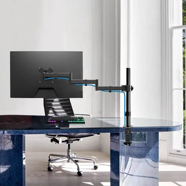 Alt view image 4 of 5 - Single Long Monitor Stand, 13 to 32 inch Computer Monitor Desk Mount, Extra Long Adjustable Computer Arm, VESA Stand for 1 Screen, Max VESA 100x100, MD9431