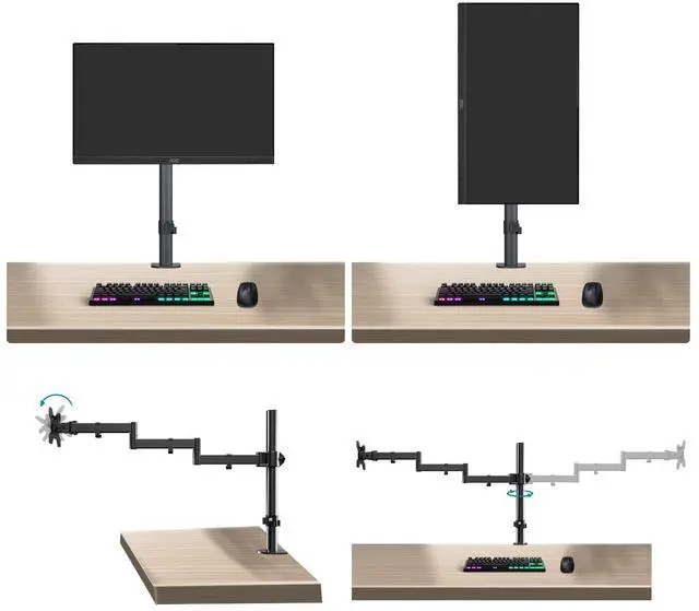 Alt view image 5 of 5 - Single Long Monitor Stand, 13 to 32 inch Computer Monitor Desk Mount, Extra Long Adjustable Computer Arm, VESA Stand for 1 Screen, Max VESA 100x100, MD9431