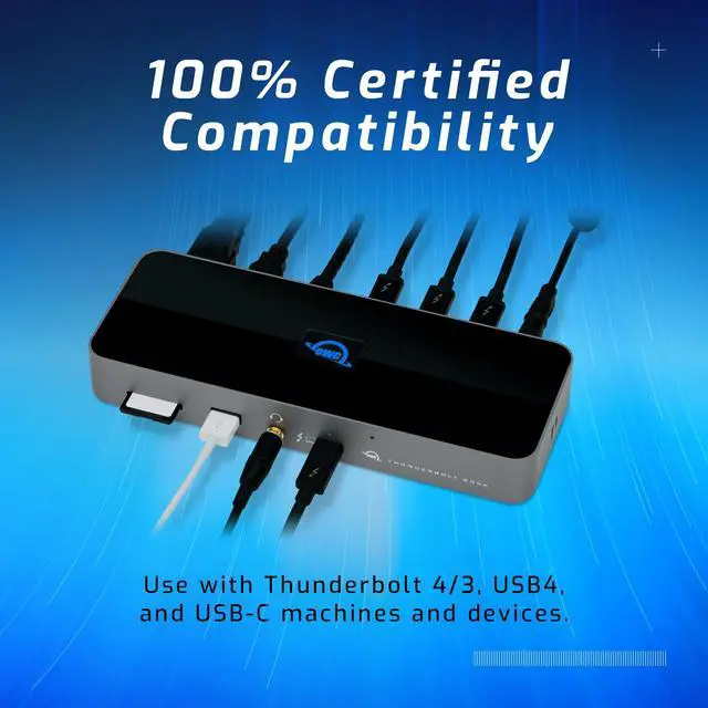 Alt view image 4 of 5 - OWC 11-Port Thunderbolt Dock with 4 Ports, 4 USB Ports, Ethernet, Audio, and Card Reader Functionality for Thunderbolt 3 Mac or Thunderbolt 4 PC
