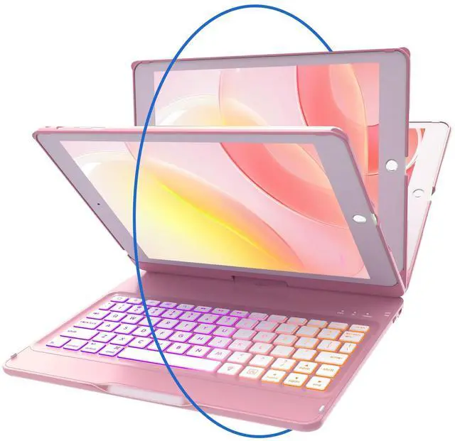 Alt view image 4 of 5 - MMK Keyboard Case Compatible for 9.7 Inch 2018 6th Gen, Detachable Wireless Bluetooth Keyboard Compatible with 2017 (5th Gen)- Air 2/ Air Case, Magnetic Auto Sleep/Wake (Rose Gold)