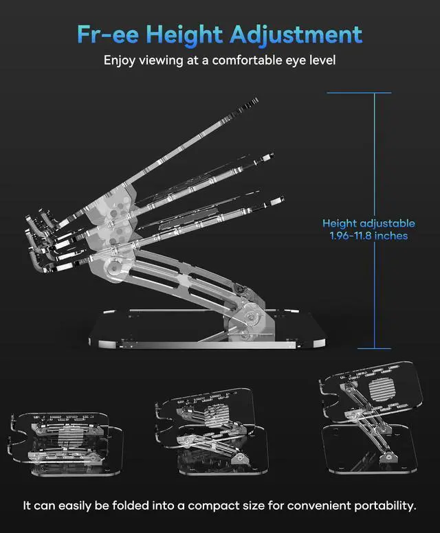 Alt view image 3 of 5 - Lpoake Adjustable Foldable Laptop Stand, Portable Ergonomic Computer Stand for Laptop, Compatible with 10 to 15.6 Inches Notebook Computers