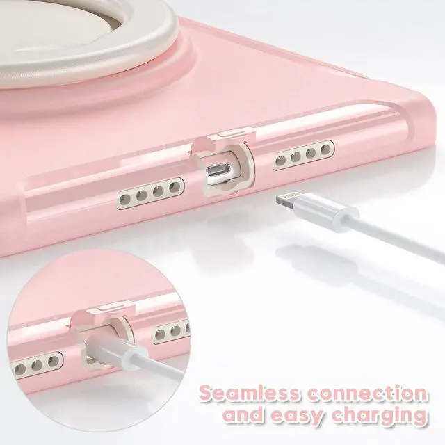 Alt view image 5 of 5 - BATYUE for iPad 9th/ 8th/ 7th Generation Case (iPad 10.2 Case 2021/2020/2019) with Screen Protector,Rugged Case with Rotating Stand/Pencil Holder/Pencil Cap Holder (Cheery Pink)