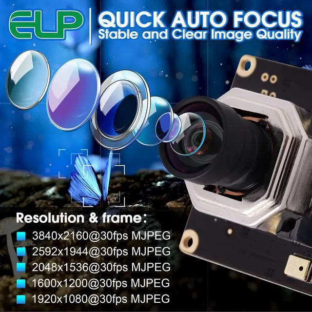 Alt view image 5 of 5 - 4K USB Camera Module Autofocus with Dual Microphone for Computer and Raspberry Pi Mini UVC USB2.0 Webcam Board 8mp Industrial Lightburn Camera IMX415 PC Camera Audio Video Web Camera for Laptop